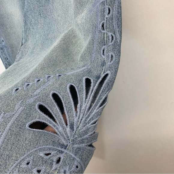 Levis Barrel Crop Jeans Woman 31 Relaxed Fit Embroidery Cut Out Made & Crafted - Picture 4 of 16